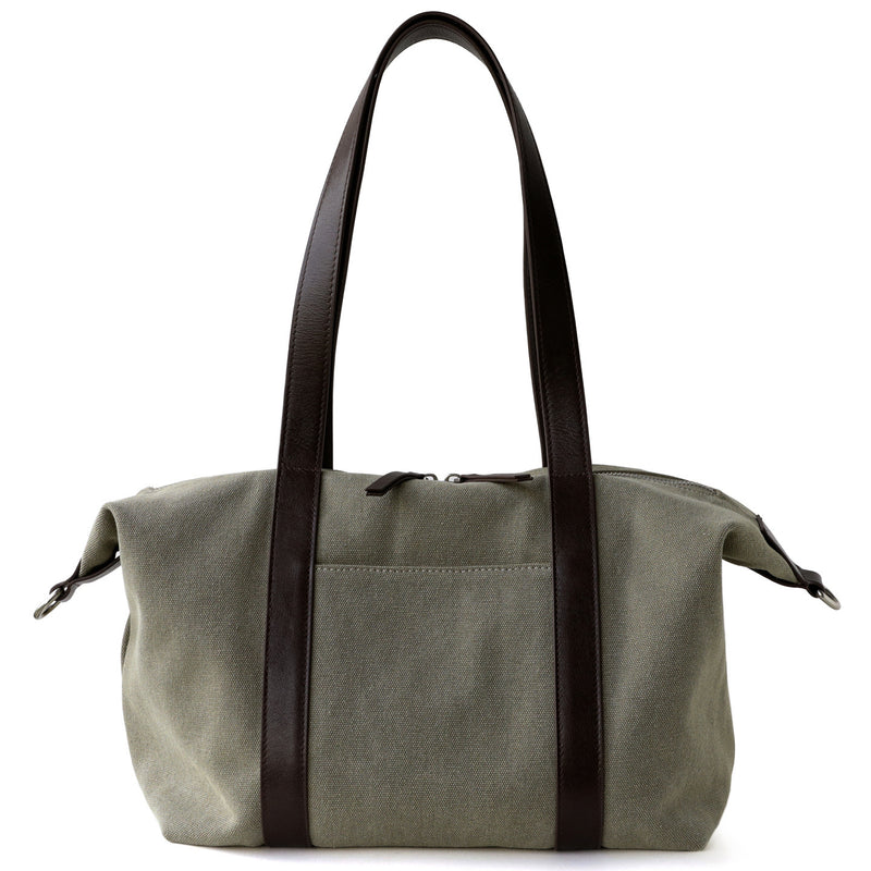 Vegetable-Tanned Cowhide and Canvas Tote Bag ｜Olive