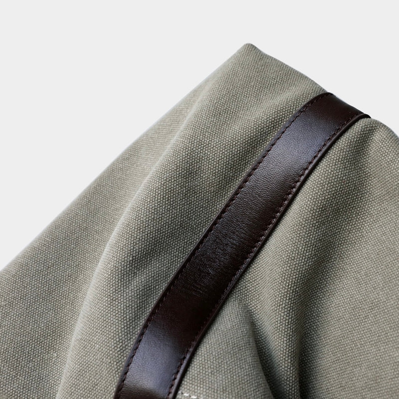 Vegetable-Tanned Cowhide and Canvas Tote Bag ｜Olive