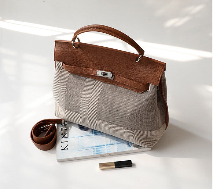 Full-Grain Leather and Canvas bag |  Canvas first