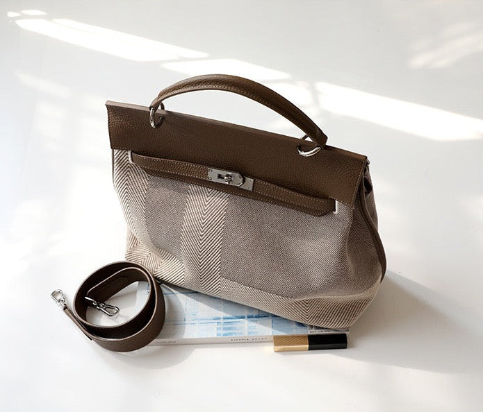 Full-Grain Leather and Canvas bag |  Canvas first