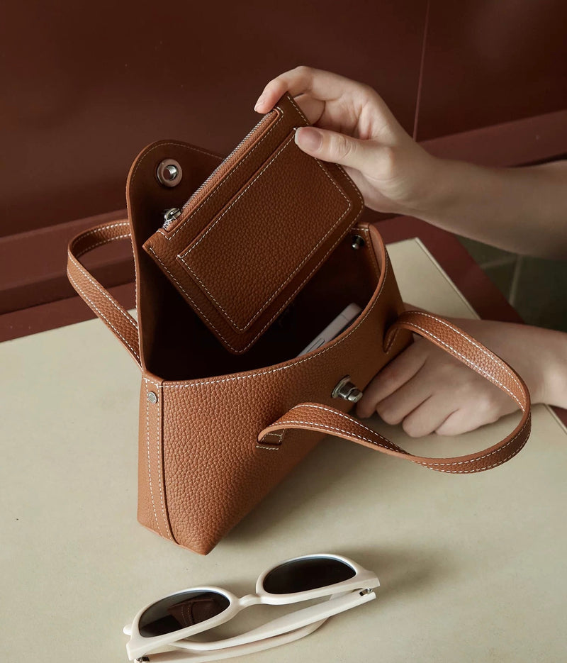 Full-Grain Leather Bag |  Togo Leather  | Crafted Carry