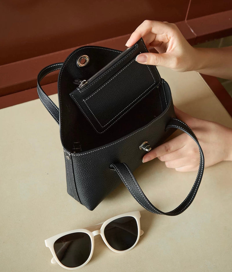 Full-Grain Leather Bag |  Togo Leather  | Crafted Carry