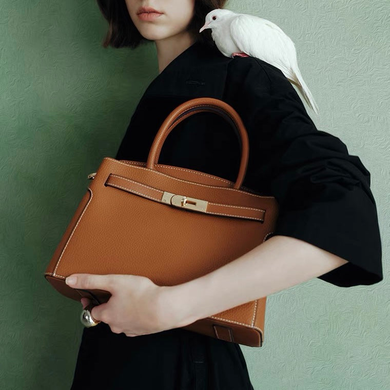 cowhide leather handbag