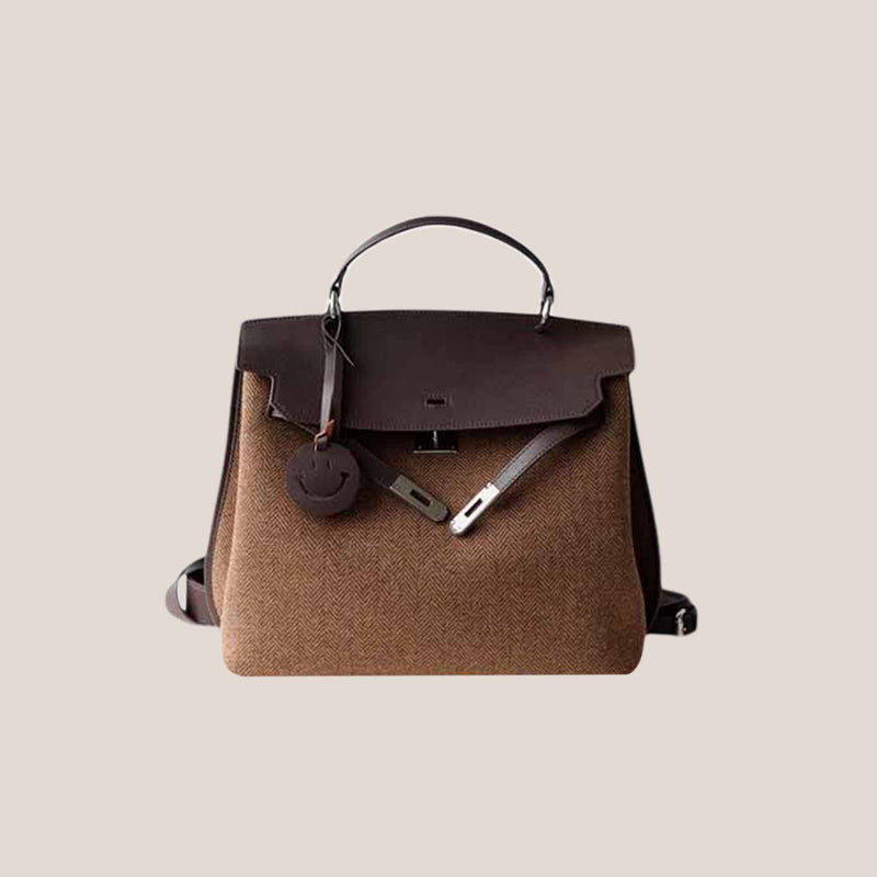 Refined split cowhide leather and Wool Blend Patchwork Bag | Open country