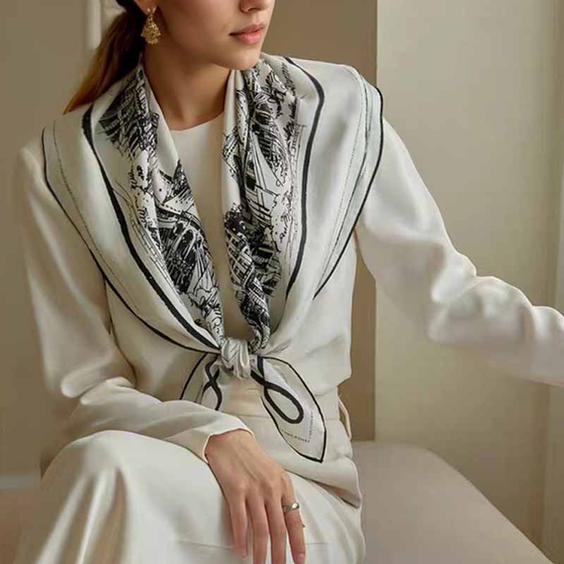 Twill Silk Scarf / Urban sketch